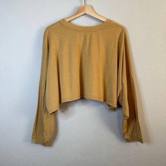 American Eagle Always Be Grateful Long Sleeve Cropped Tee Oversized Size Medium - Picture 6 of 10